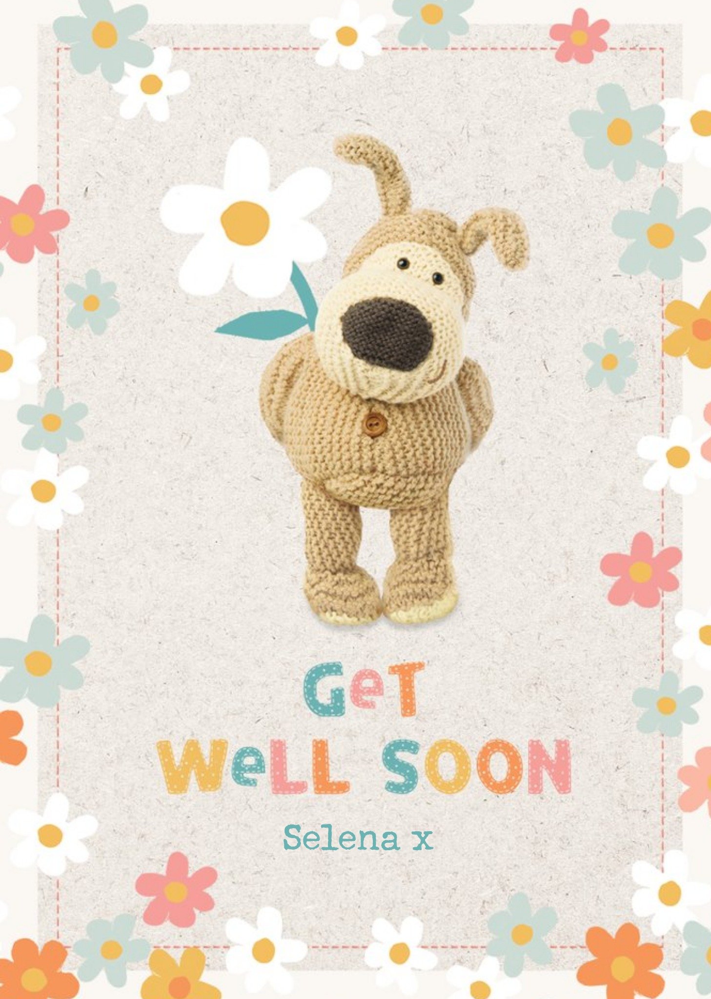 Boofle Get Well Soon Floral Design Card Ecard