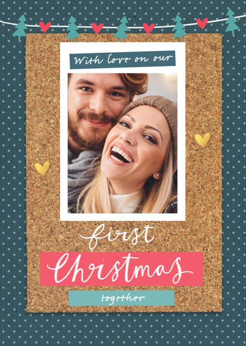 First Christmas Together Cork Collage Photo Upload Card