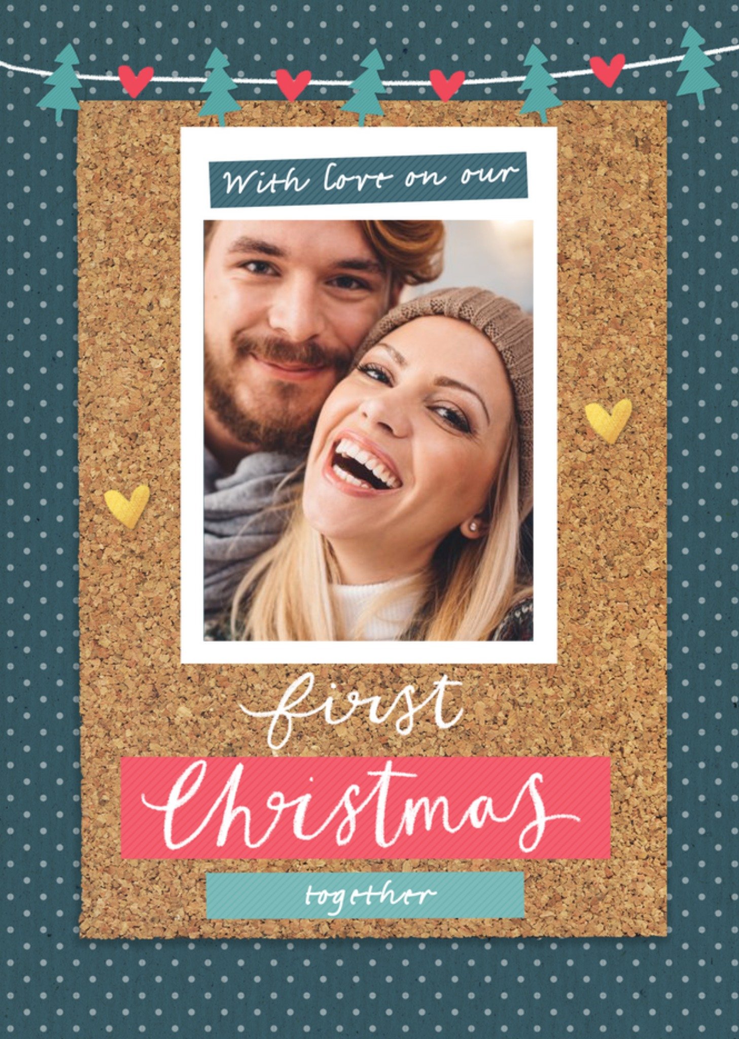 First Christmas Together Cork Collage Photo Upload Card Ecard