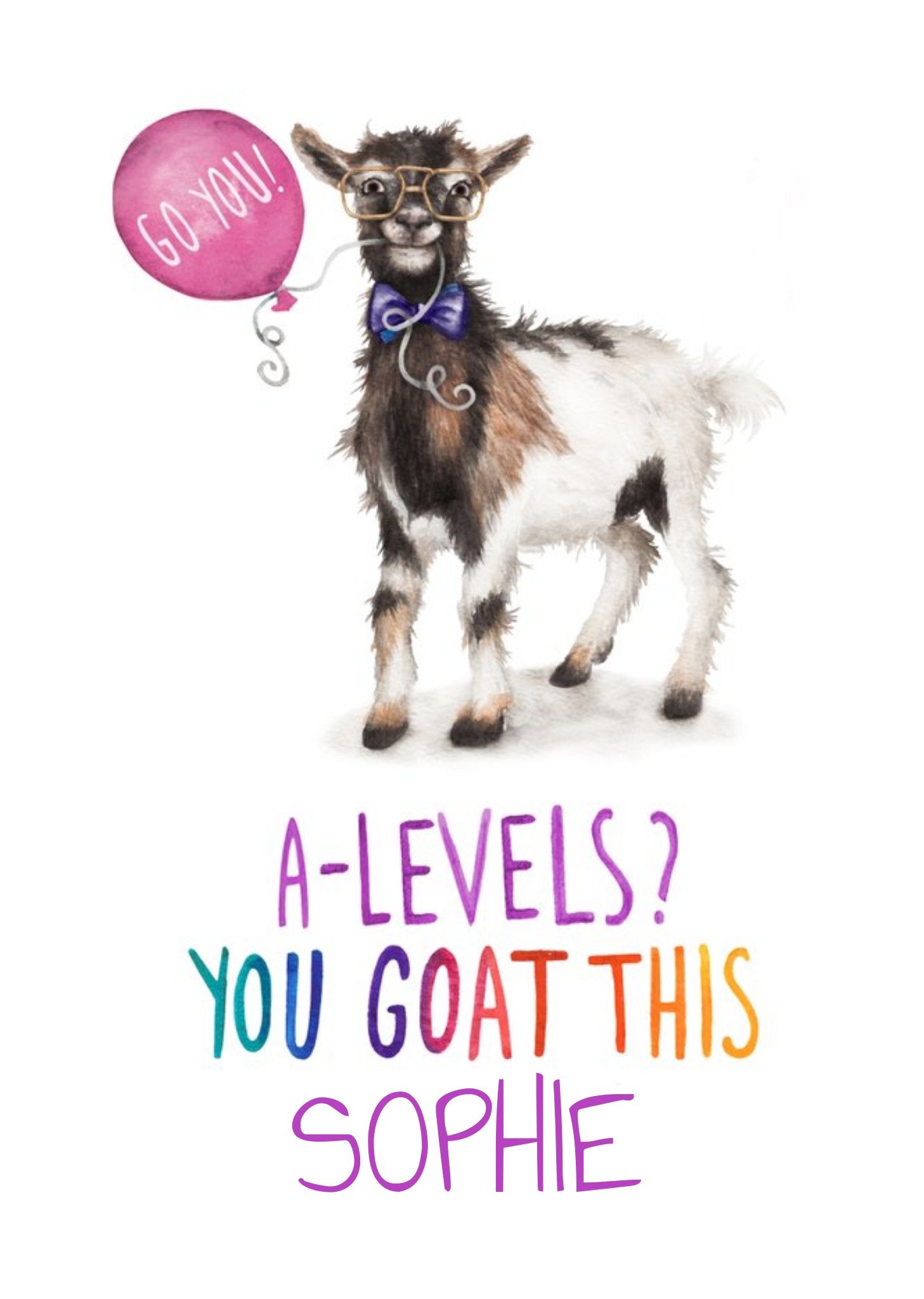 Cute Goat Pun A-Levels Good Luck Exams Card Ecard