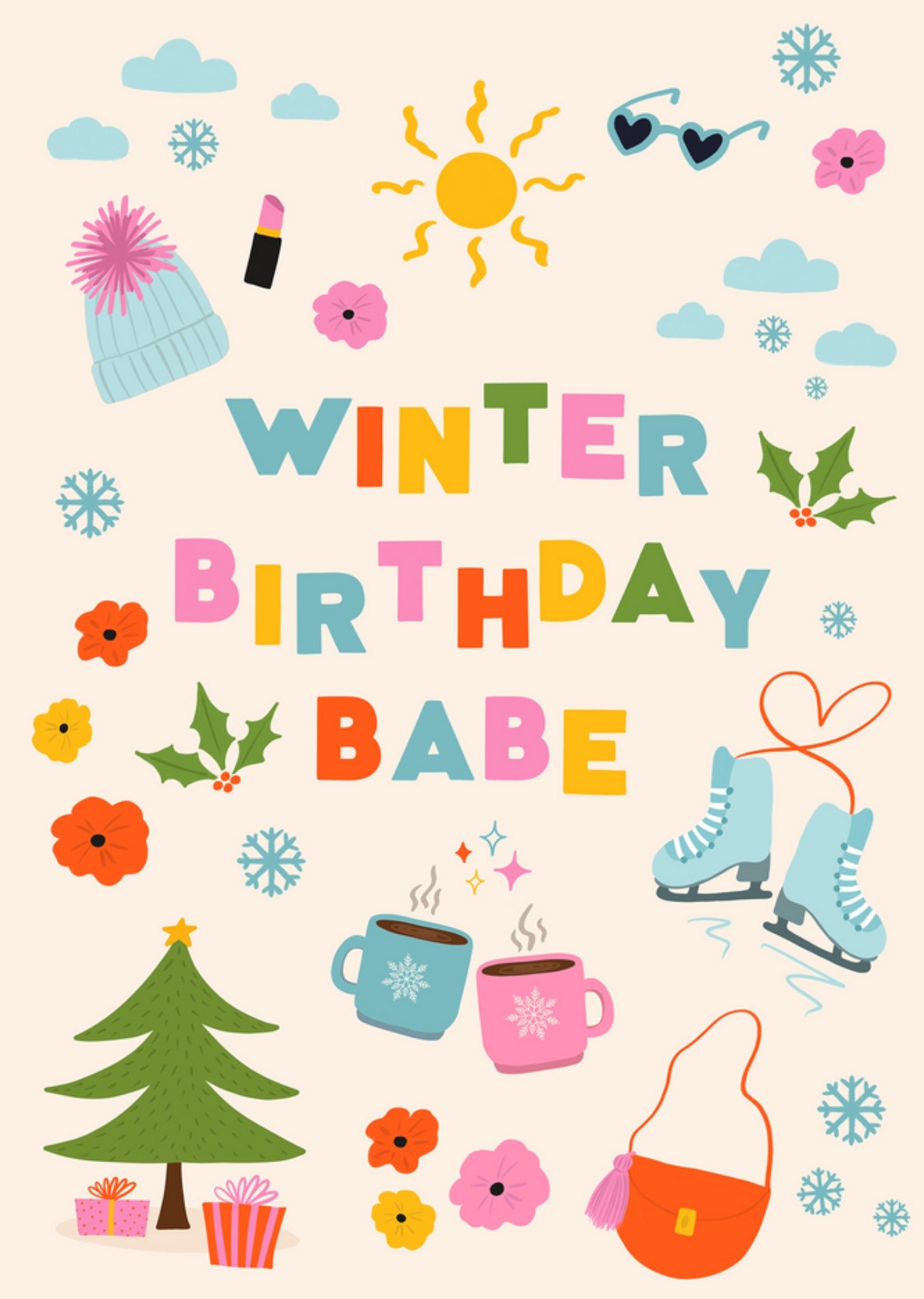 Moonpig Winter Birthday Babe Card, Large