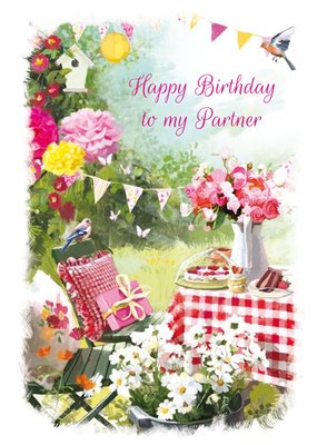 Garden Picnic To My Partner Birthday Card