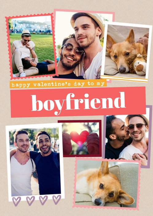 Modern Photo Upload Collage To My Boyfriend Valentine's Day Card