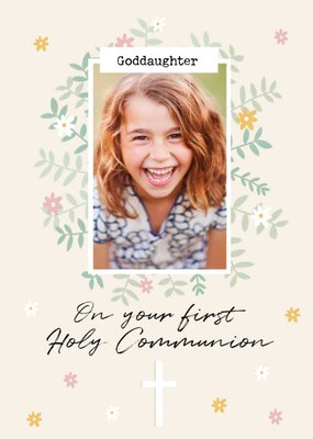 Cute Illustated First holy Communion Photo Upload Card
