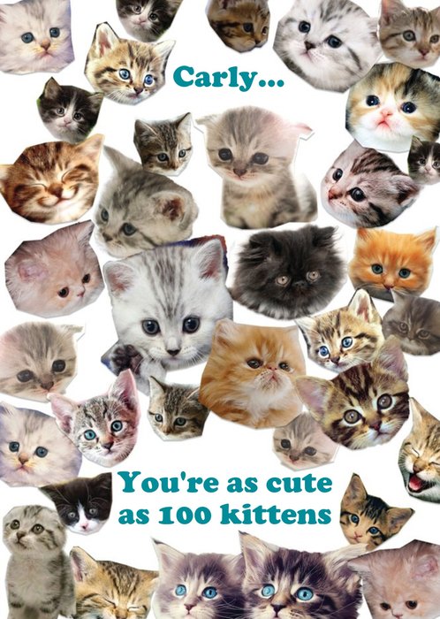You're As Cute As 100 Kittens Personalised Happy Birthday Card