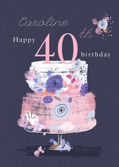 Trendy Floral Birthday card Happy 40th Birthday