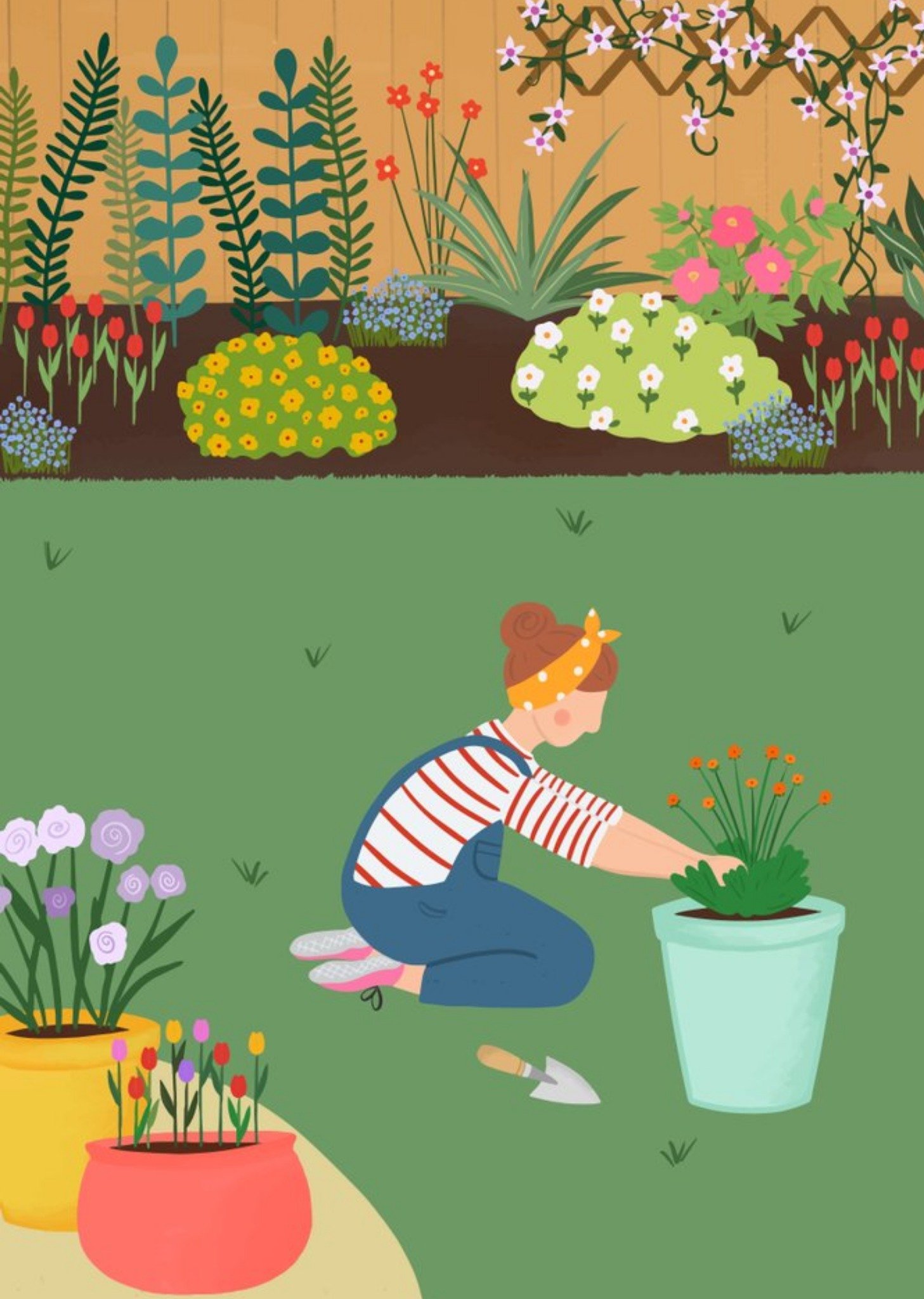 Moonpig Gardening Illustration Card, Large