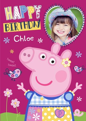 Peppa Pig Personalised Name And Photo Birthday Card