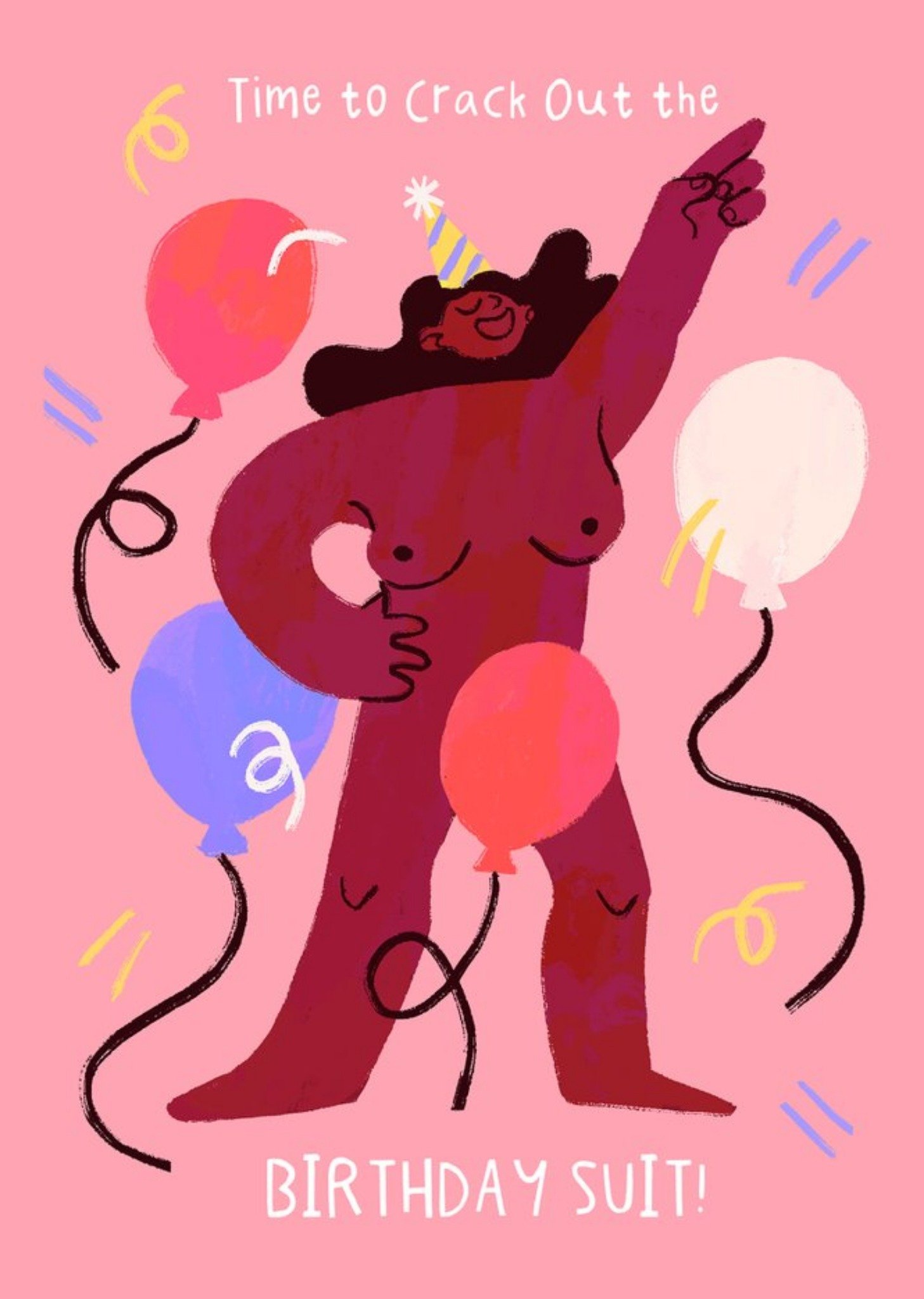 Moonpig Crack Out The Birthday Suit Femaile Illustrated Card, Large
