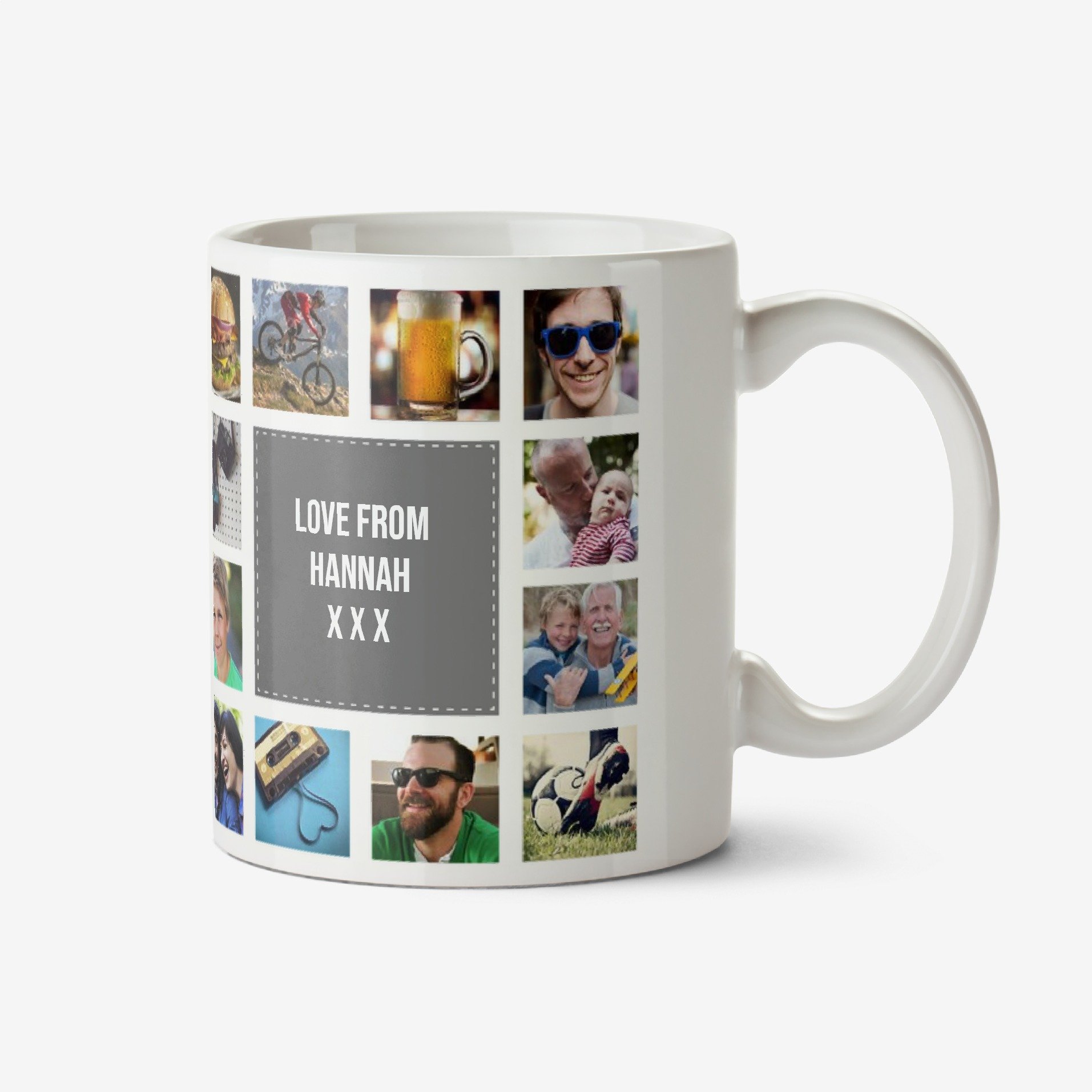 Happy Birthday Collage Grey Photo Upload Mug Ceramic Mug