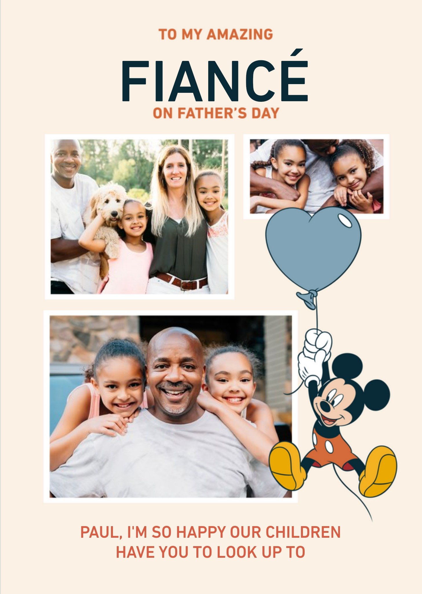 Disney Mickey Mouse Fiancé Photo Upload Father's Day Cardd Ecard