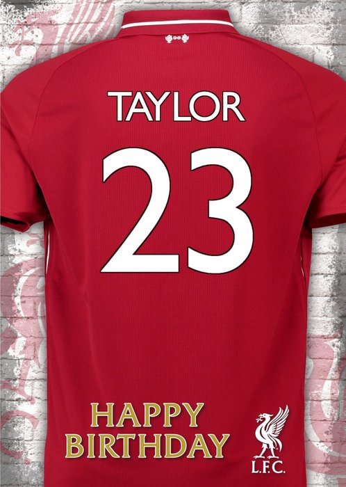 Liverpool FC Birthday Card - Name and number on Jersey card | Moonpig