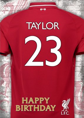 Liverpool FC Birthday Card - Name and number on Jersey card