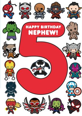 Marvel Comics Cartoon Characters Nephew 5th Birthday Card