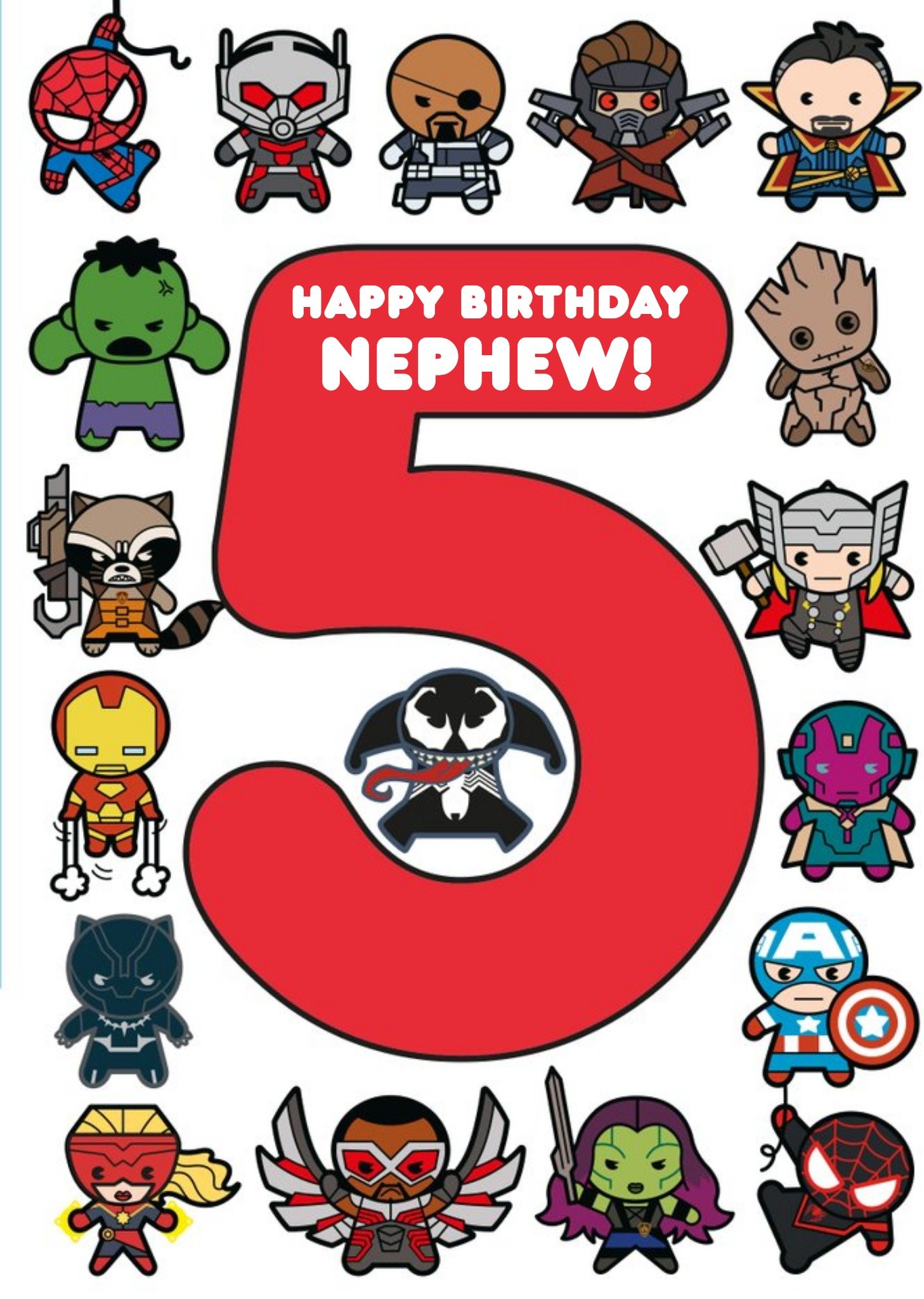 Marvel Comics Cartoon Characters Nephew 5th Birthday Card Ecard