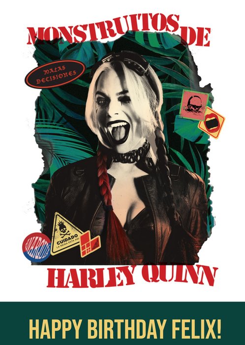 Suicide Squad Monstruiton De Harley Quinn Character Photo Personalised Birthday Card