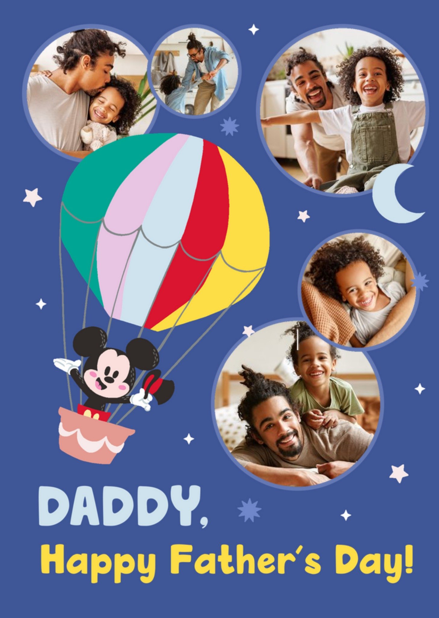 Disney Mickey Mouse Hot Air Balloon Photo Upload Father's Day Card Ecard