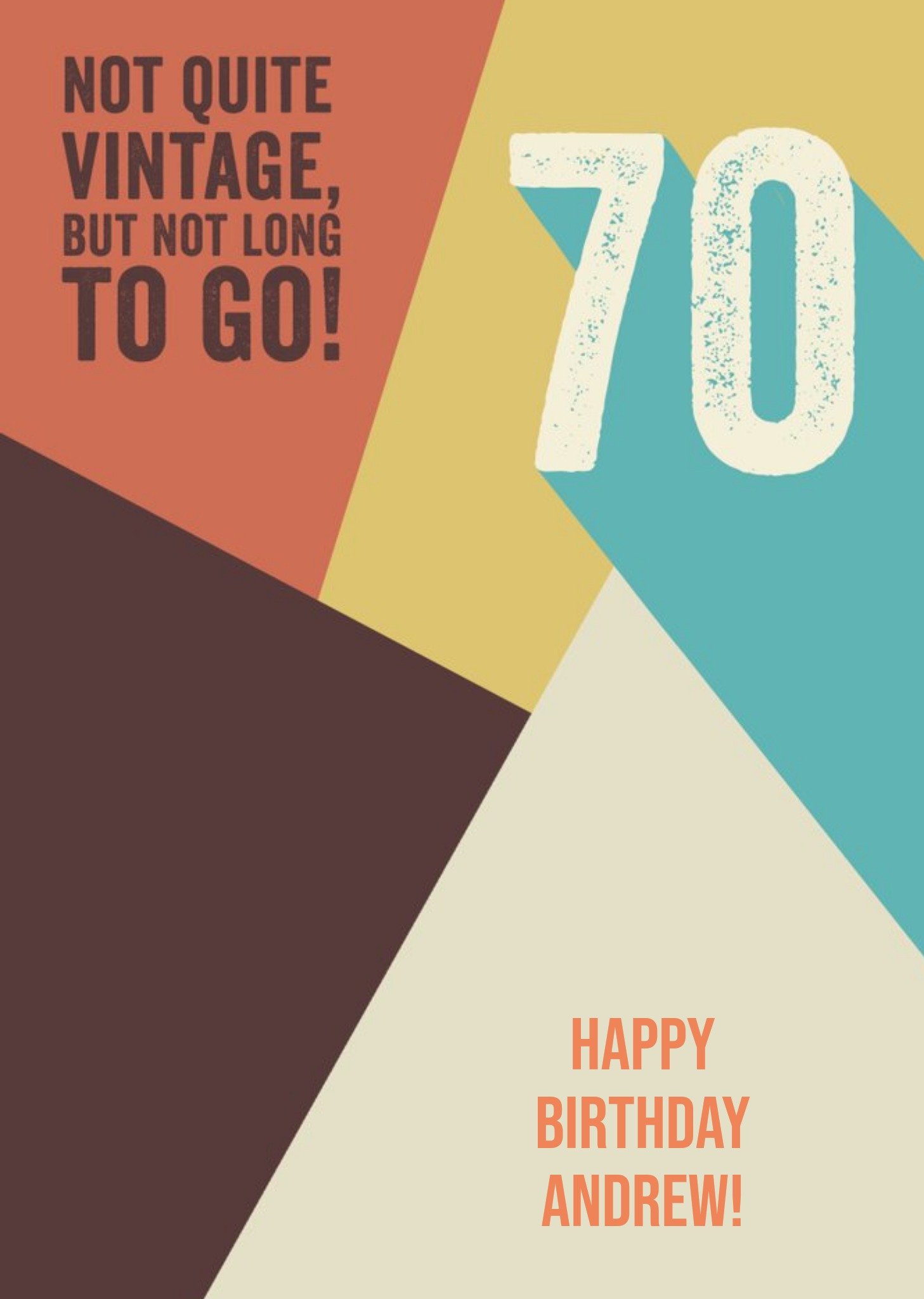 Moonpig Not Quite Vintage But Not Long To Go Retro 70th Birthday Card, Large