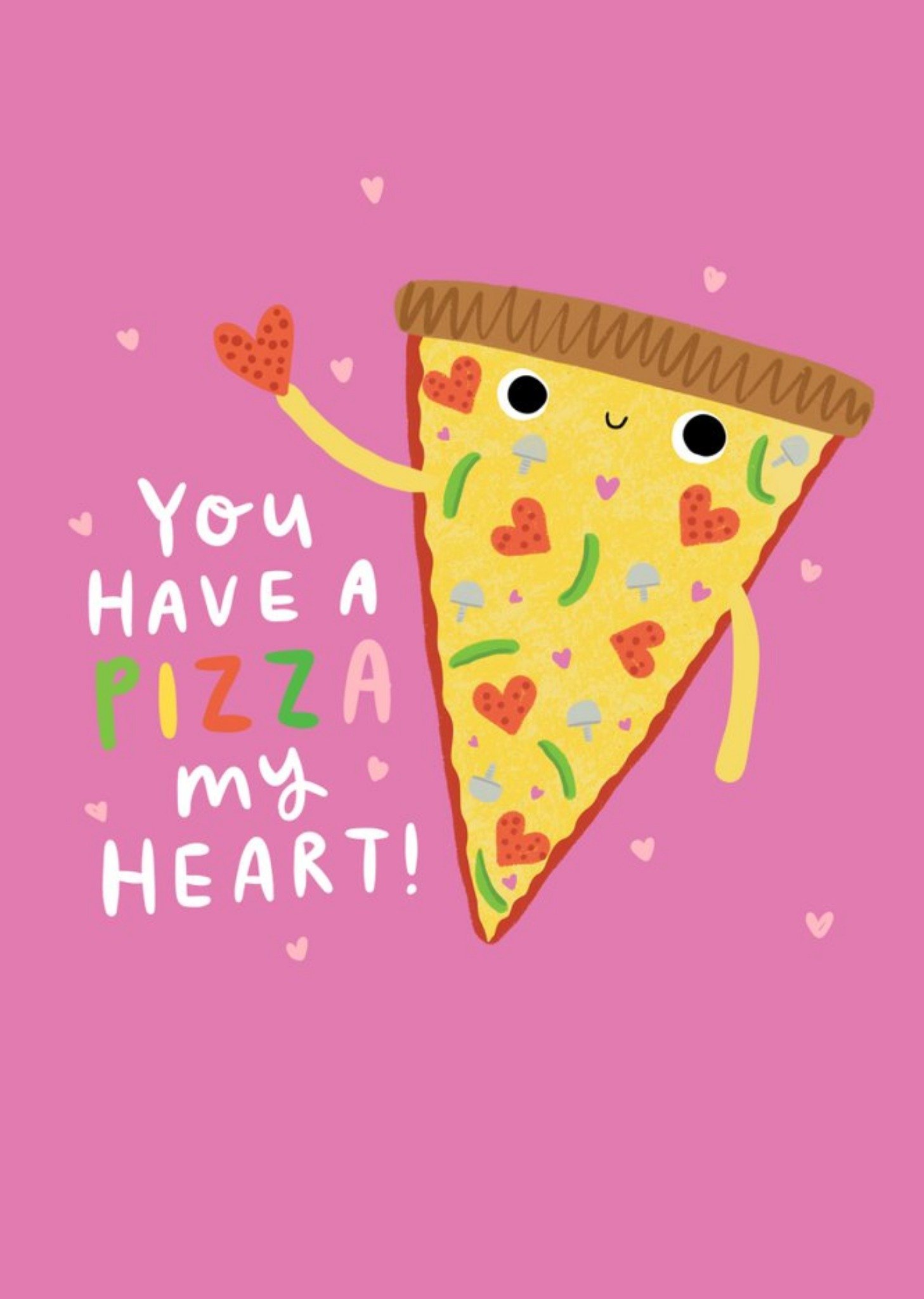 Moonpig Jess Moorhouse Cute Illustrated Pizza My Heart Pun Card, Large