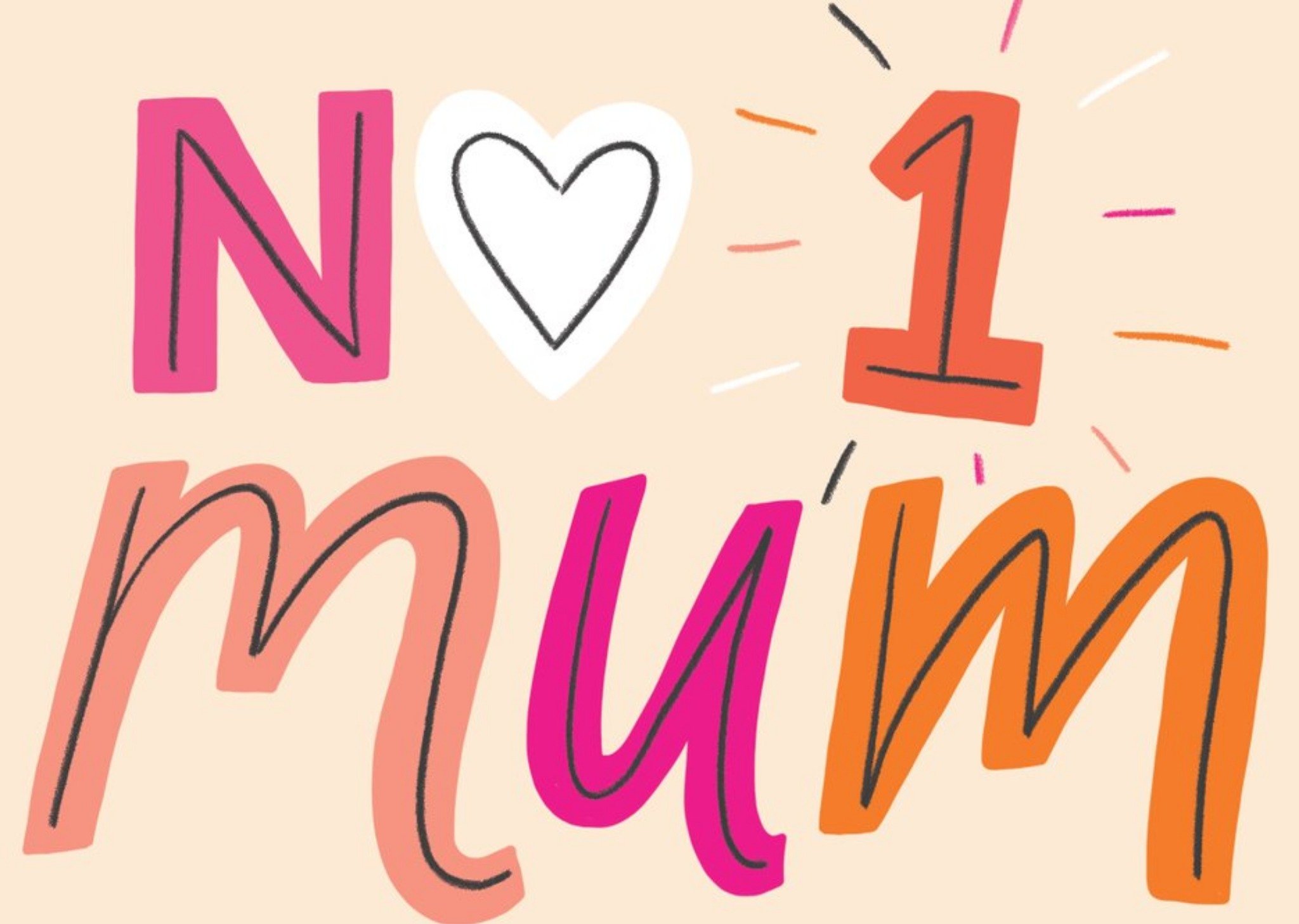 No 1 Mum Heart Typographic Card Ecard