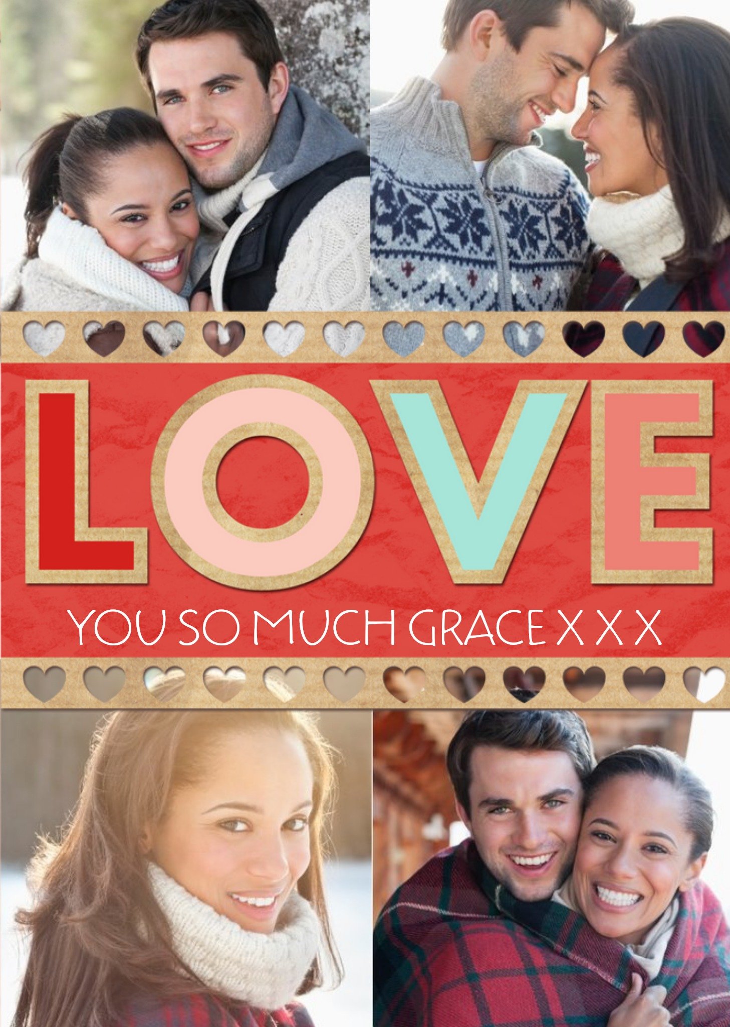 Love Banner Personalised Multi Photo Upload Card Ecard