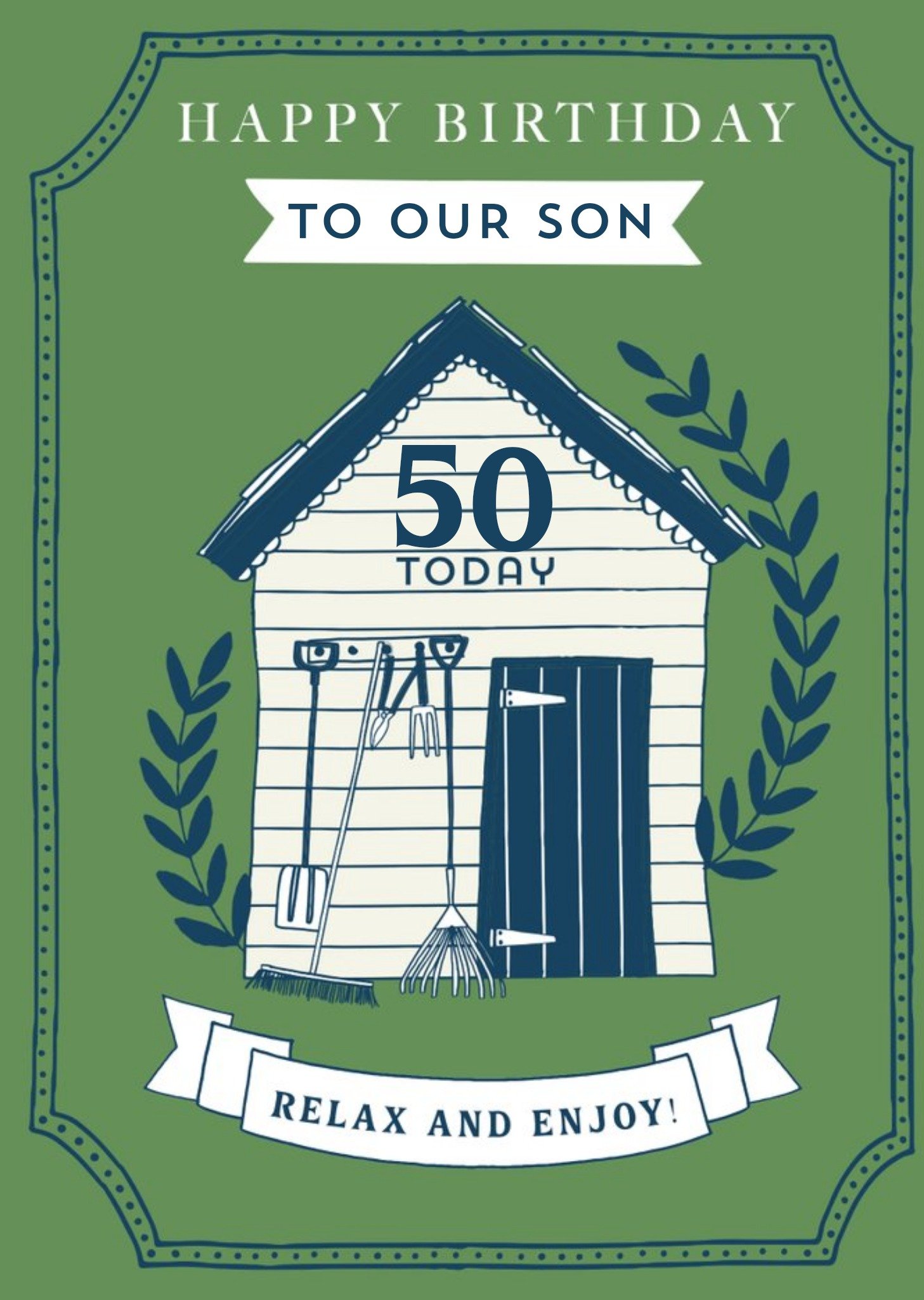 Traditional Gardening themed 50th Birthday Card For Our Son Ecard