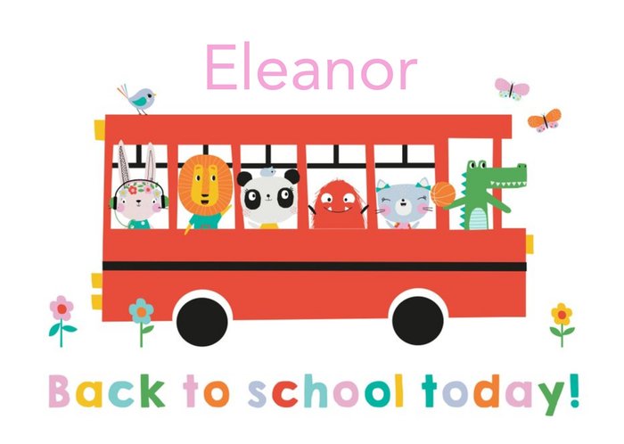 Lemon Ribbon Characters Cute Illustrated Back To School Animals Card