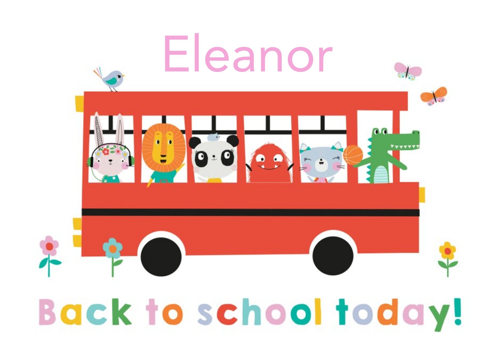Moonpig Lemon Ribbon Characters Cute Illustrated Back To School Animals Card Ecard
