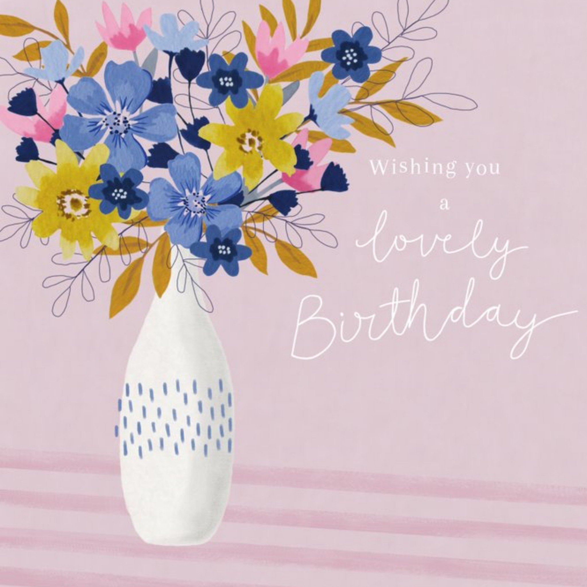 Moonpig Illustrated Floral Vase Birthday Card, Large