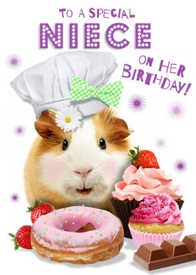 To A Special Niece Cute Guinea Pig Birthday Card