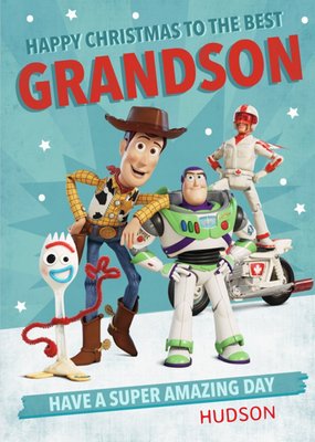 Toy Story 4  Characters Christmas Cards To the Best Grandson