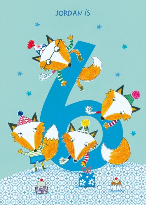 Foxes 6th Birthday Card