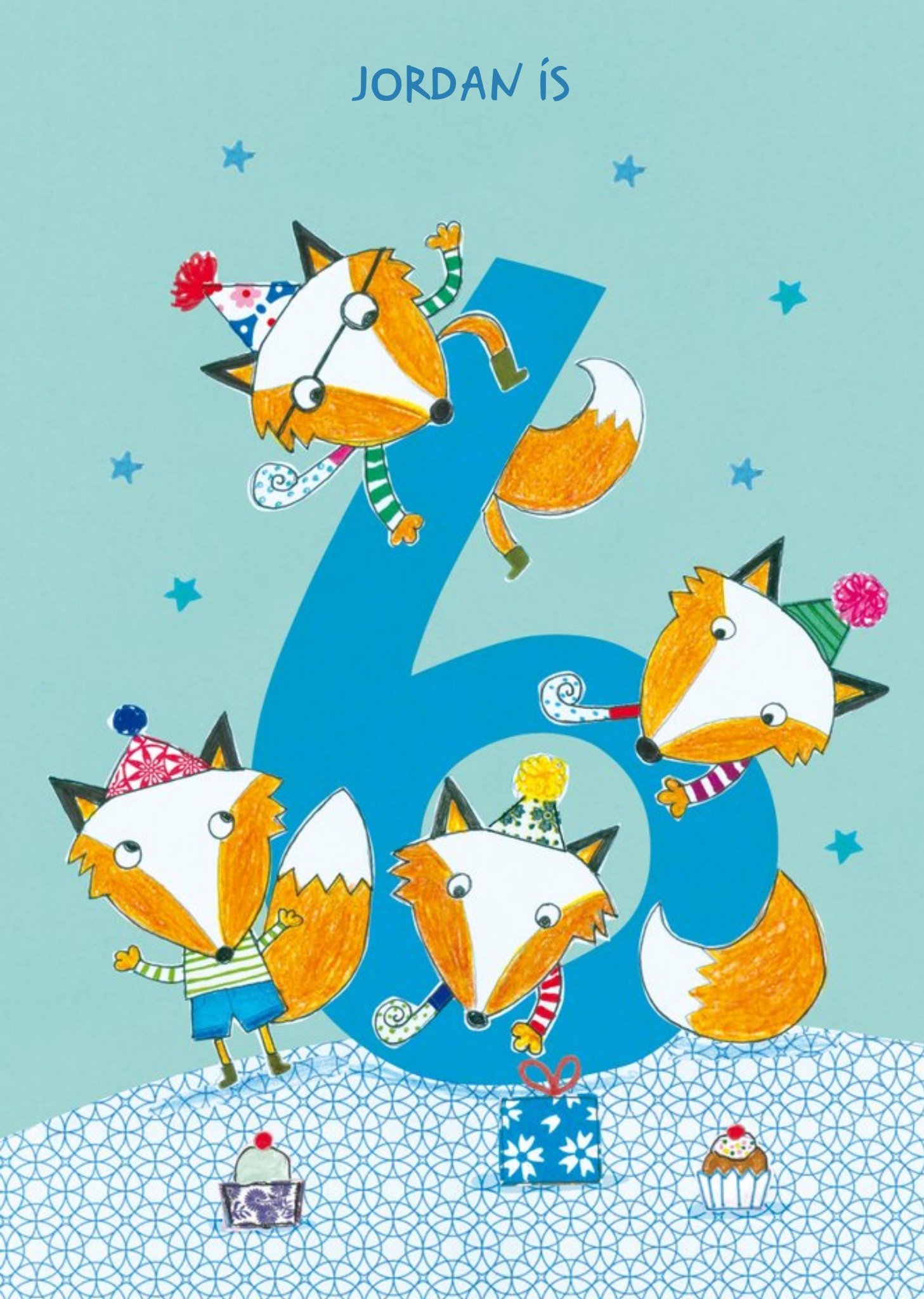 Foxes 6th Birthday Card Ecard