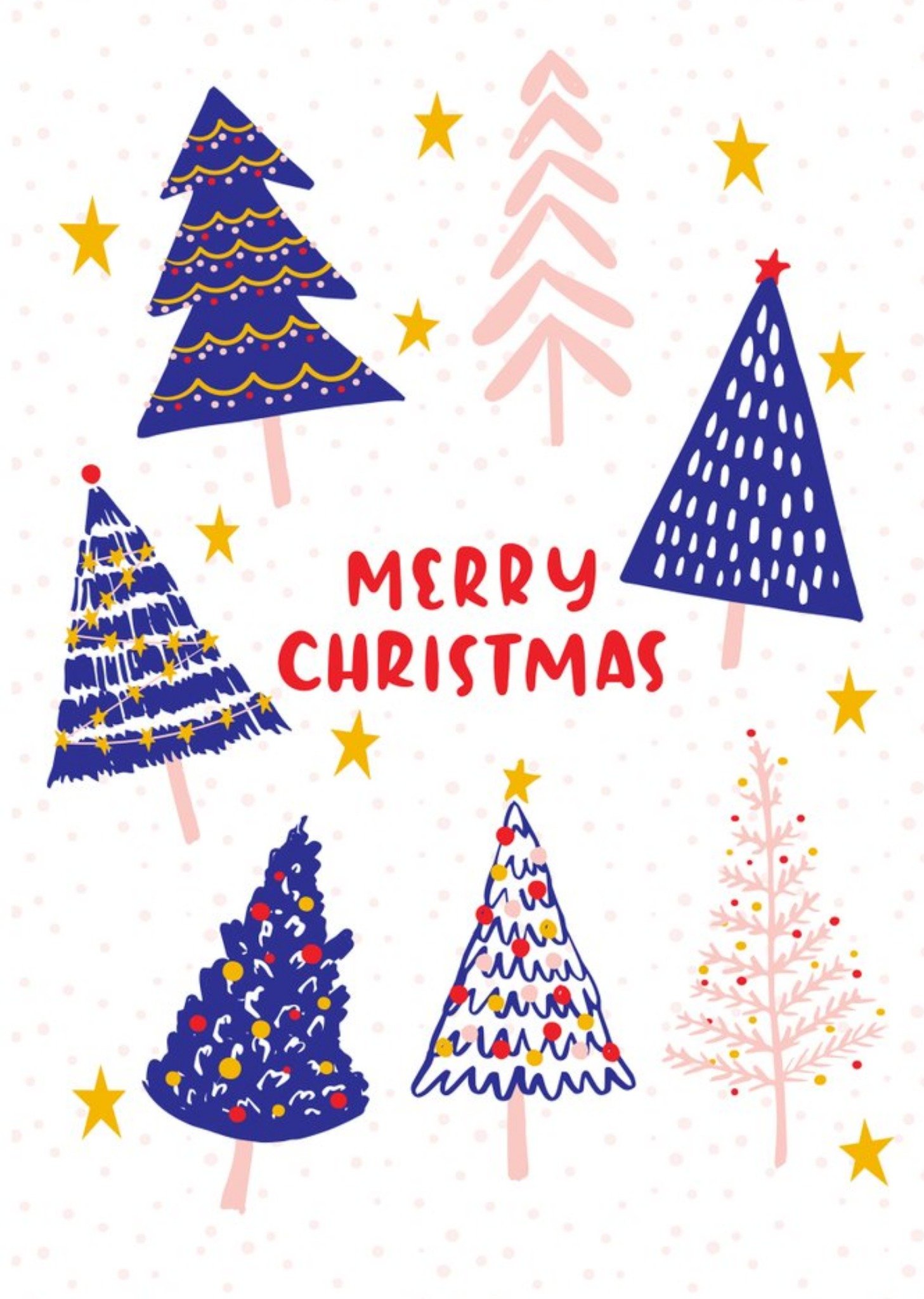 Modern Illustrated Christmas Tree Merry Christmas Card Ecard