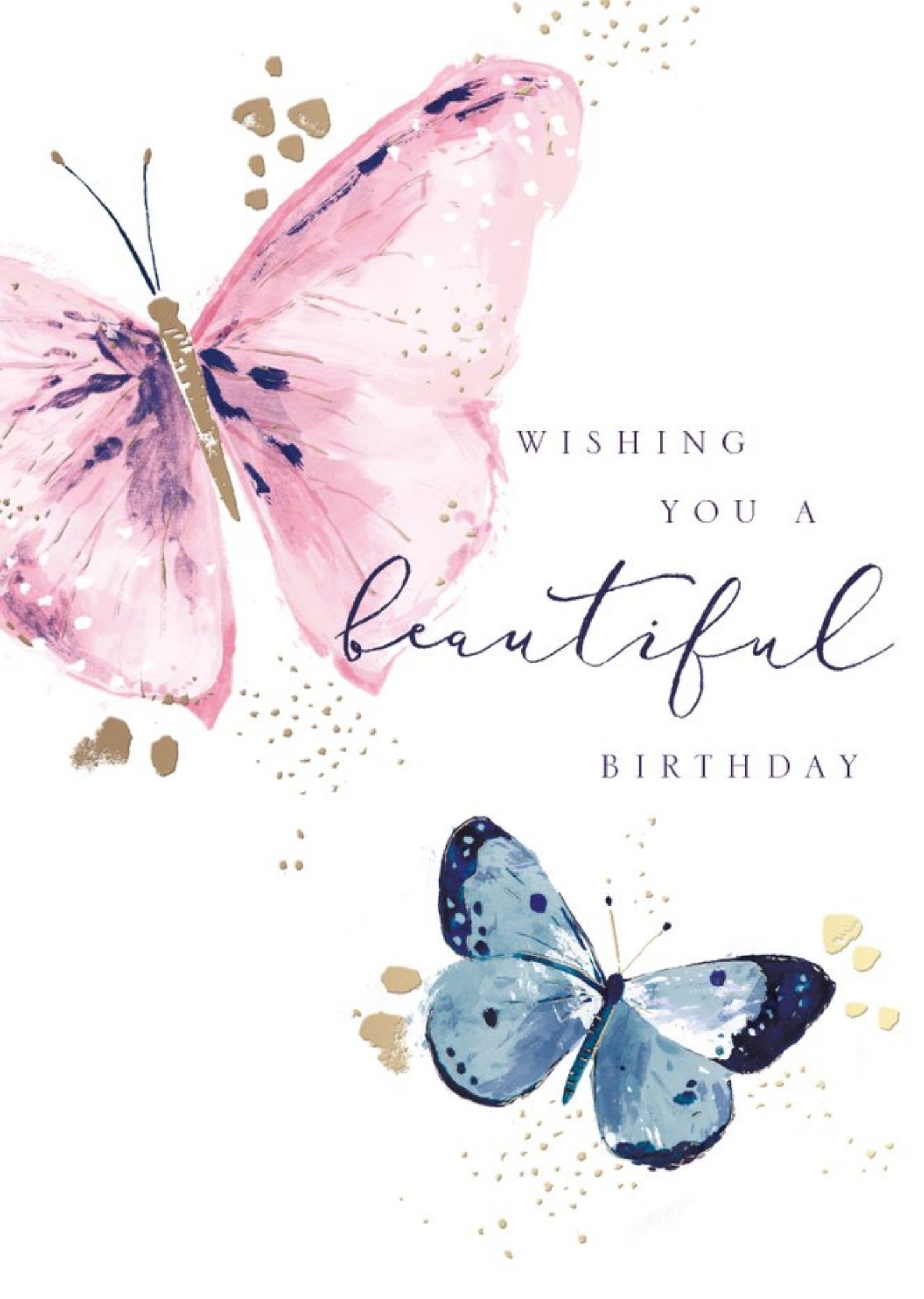 Moonpig Painted Butterfly Wishing You A Beautiful Birthday Card, Large