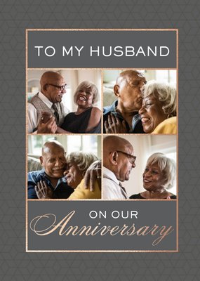 Geometric Pattern Modern Photo Upload Husband Anniversary Card