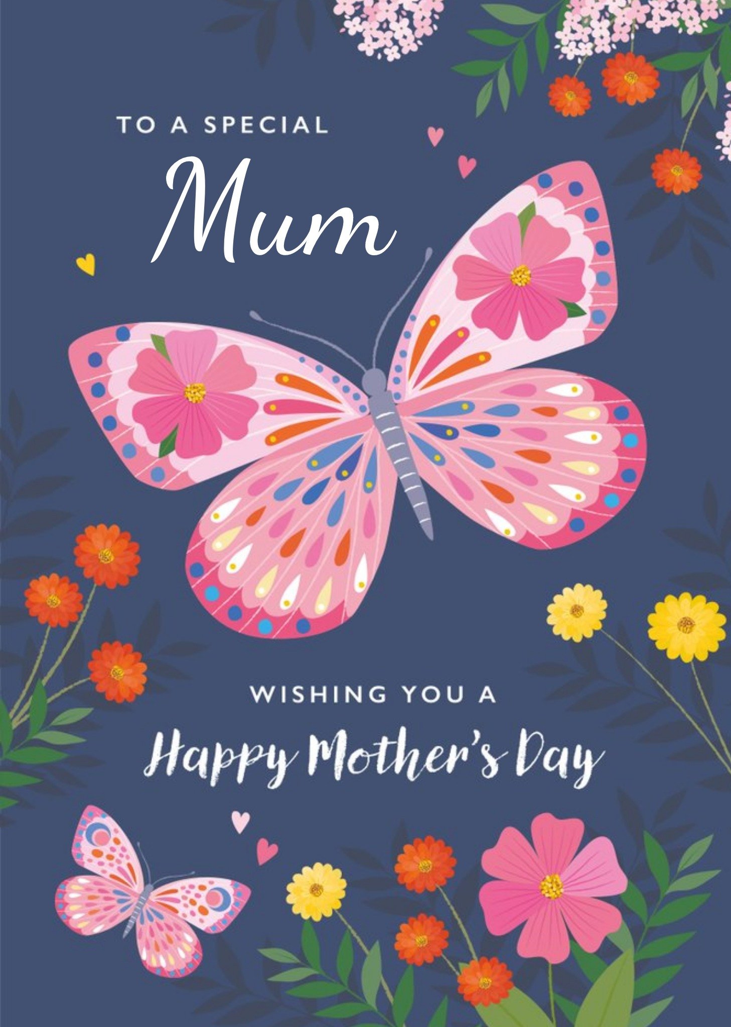 Illustrated Butterfly Flowers Mothers Day Card Ecard