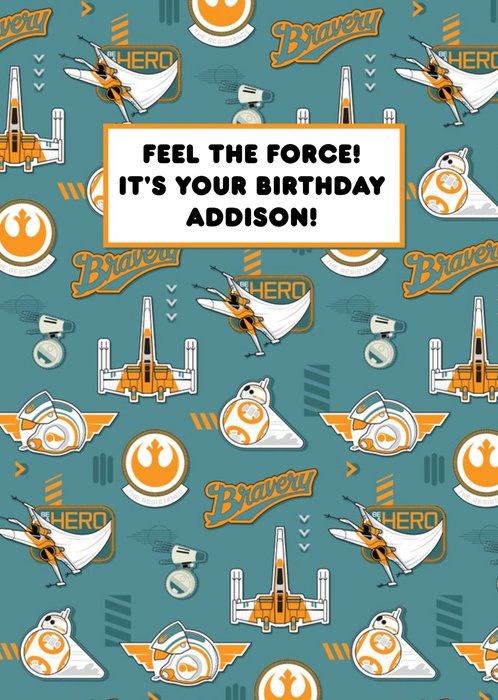 Star Wars Episode 9 The Rise of Skywalker feel the force personalised birthday card