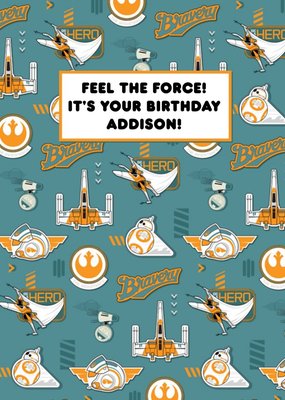 Star Wars Episode 9 The Rise of Skywalker feel the force personalised birthday card
