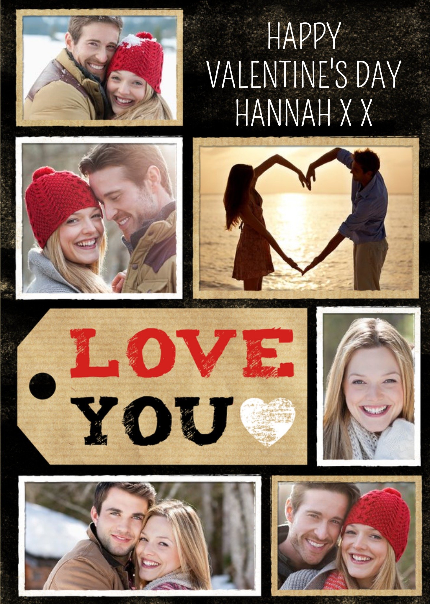 Paper Love You Tag Personalised Photo Upload Happy Valentine's Day Card Ecard