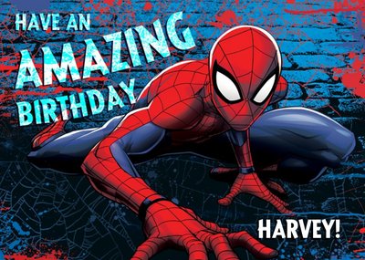 Marvel Spiderman Personalised Have An Amazing Birthday Card