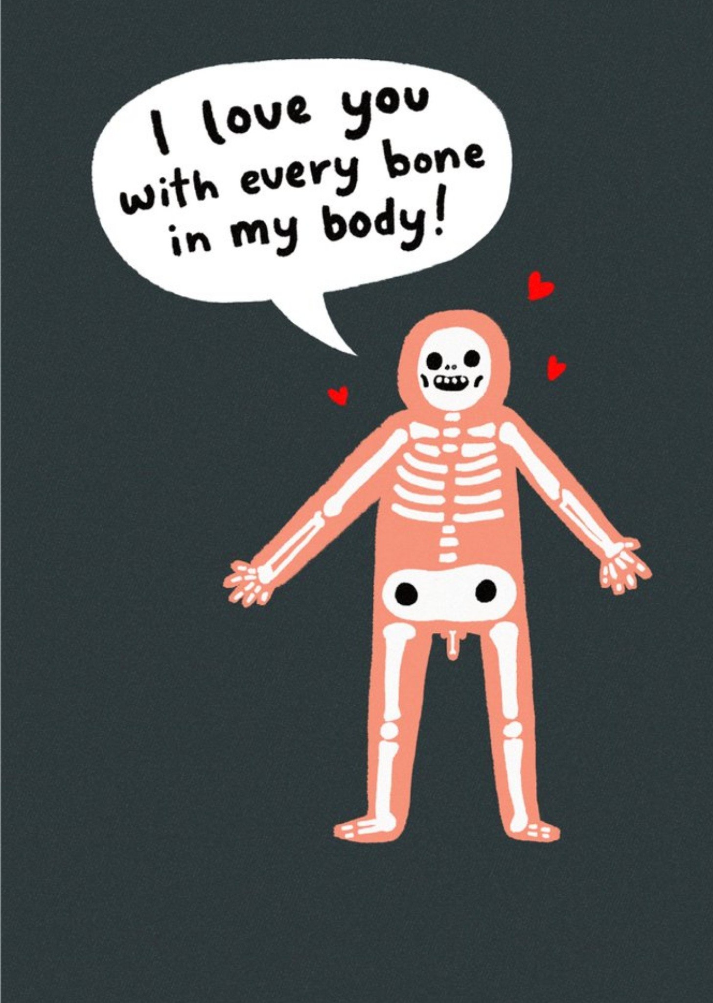 Moonpig I Love You With Every Bone In My Body Funny Skeleton Valentine's Day Card, Large