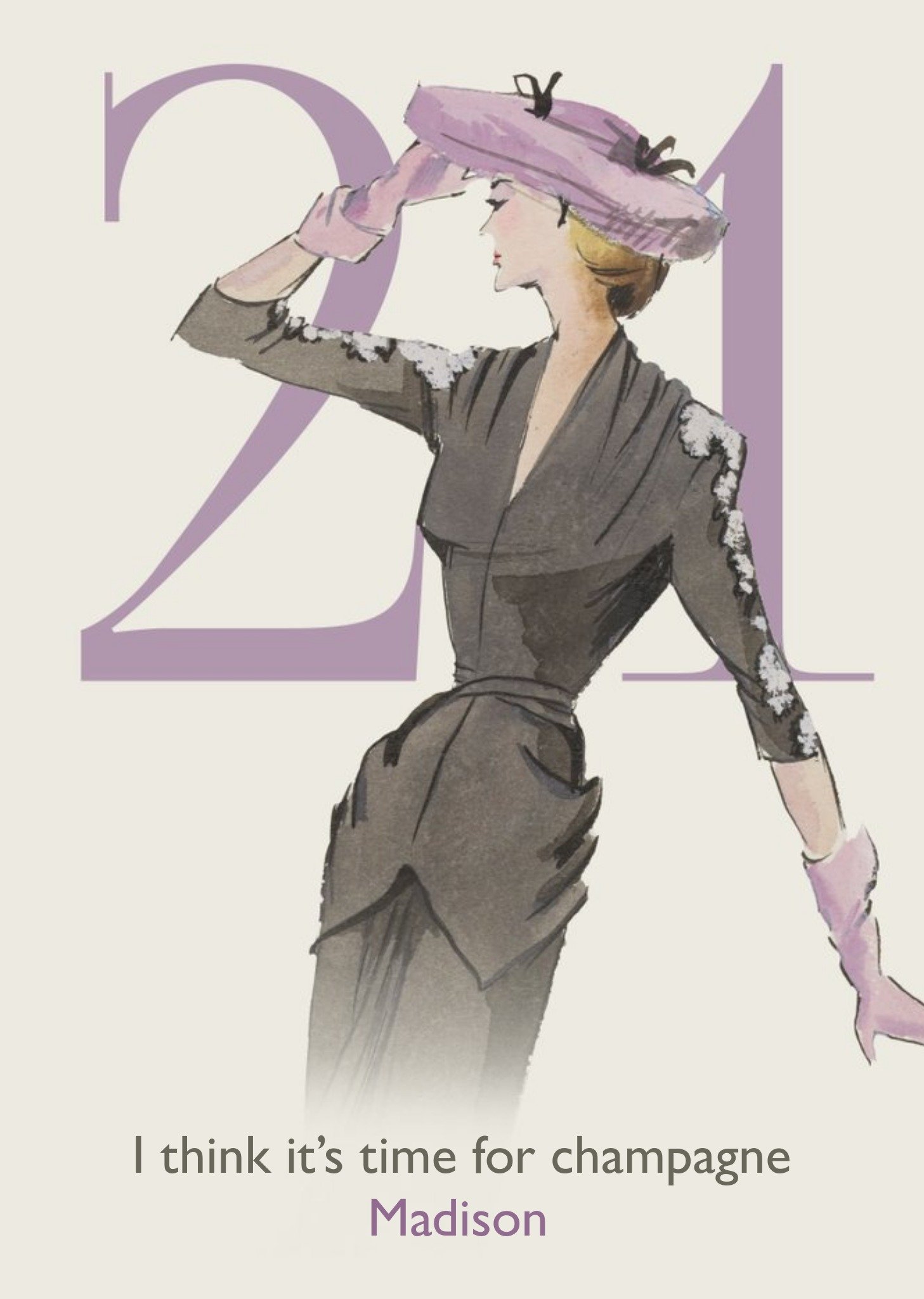 The V&a V And A Vintage Fashion Illustration Champagne 21st Birthday Card Ecard