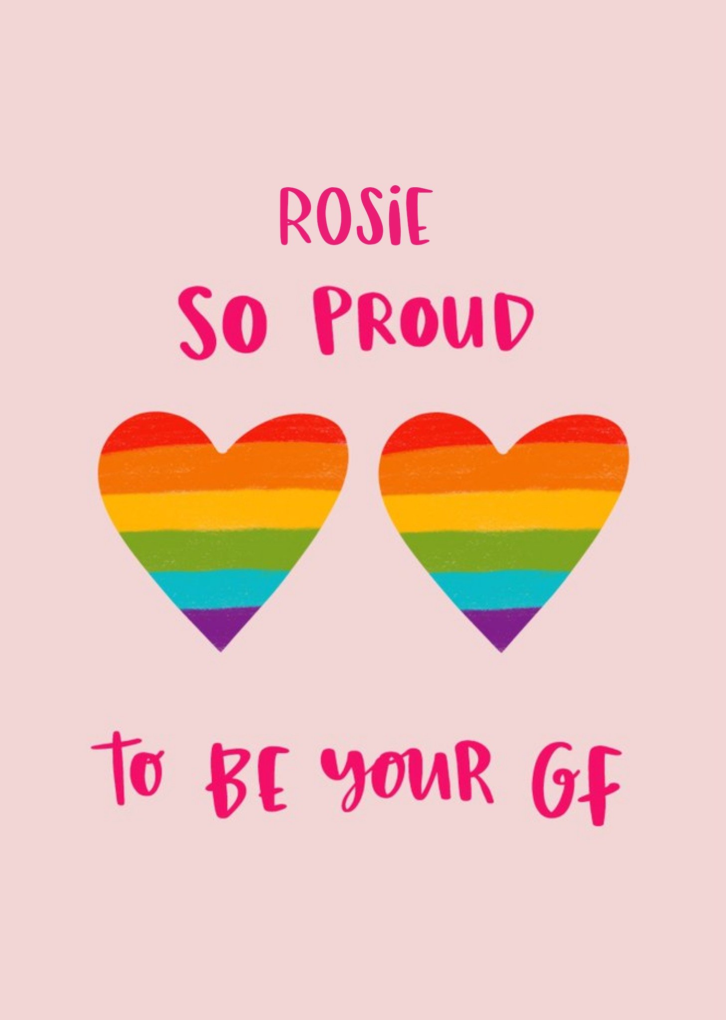 Moonpig Pride Rainbow Love Hearts LGBTQ So Proud To Be Your Gf Valentines Day Card, Large
