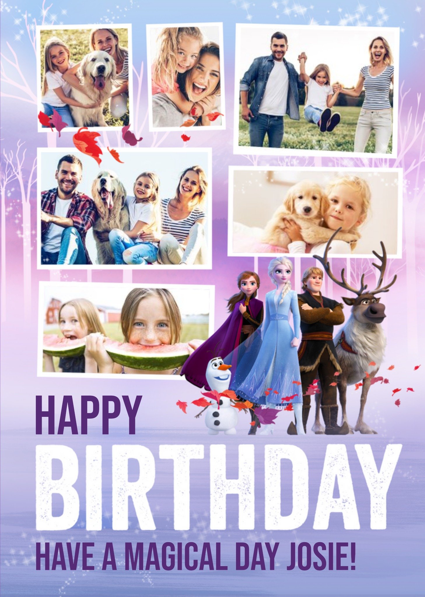 Disney Frozen 2 Characters Multi Photo Upload Birthday Card Ecard