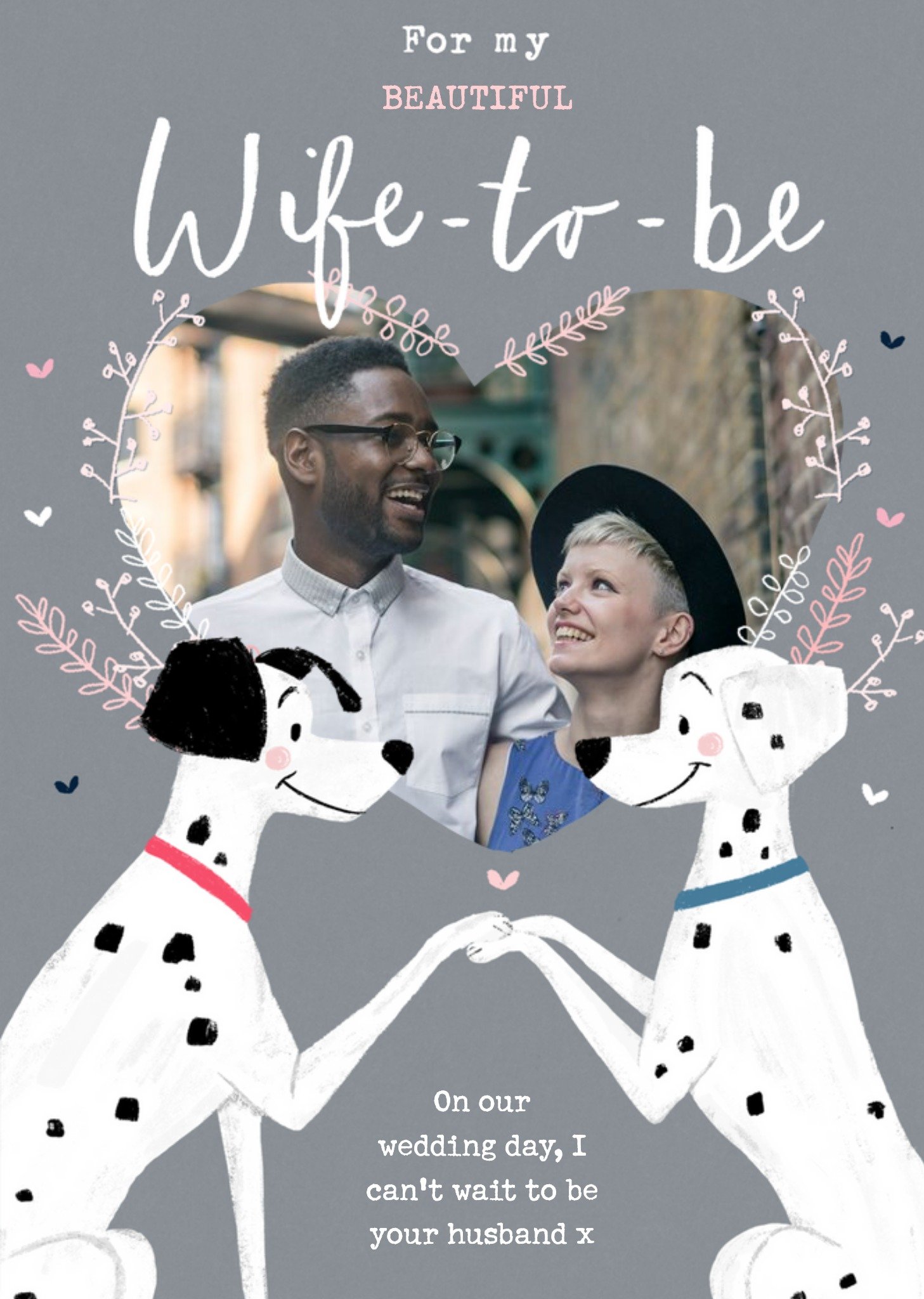 Disney 101 Dalmatians Wife To Be Photo Upload Wedding Card, Large