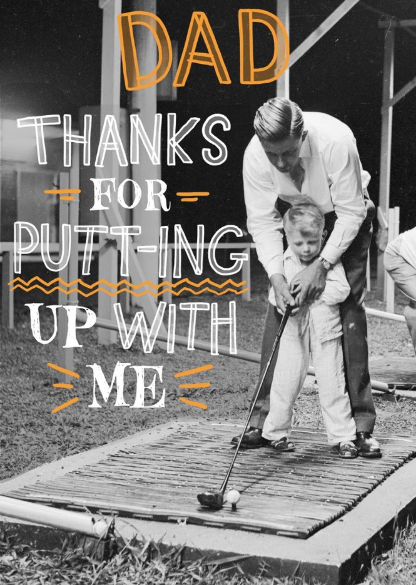 Moonpig Thanks For Putting Up With Me Golf Father's Day Card Ecard