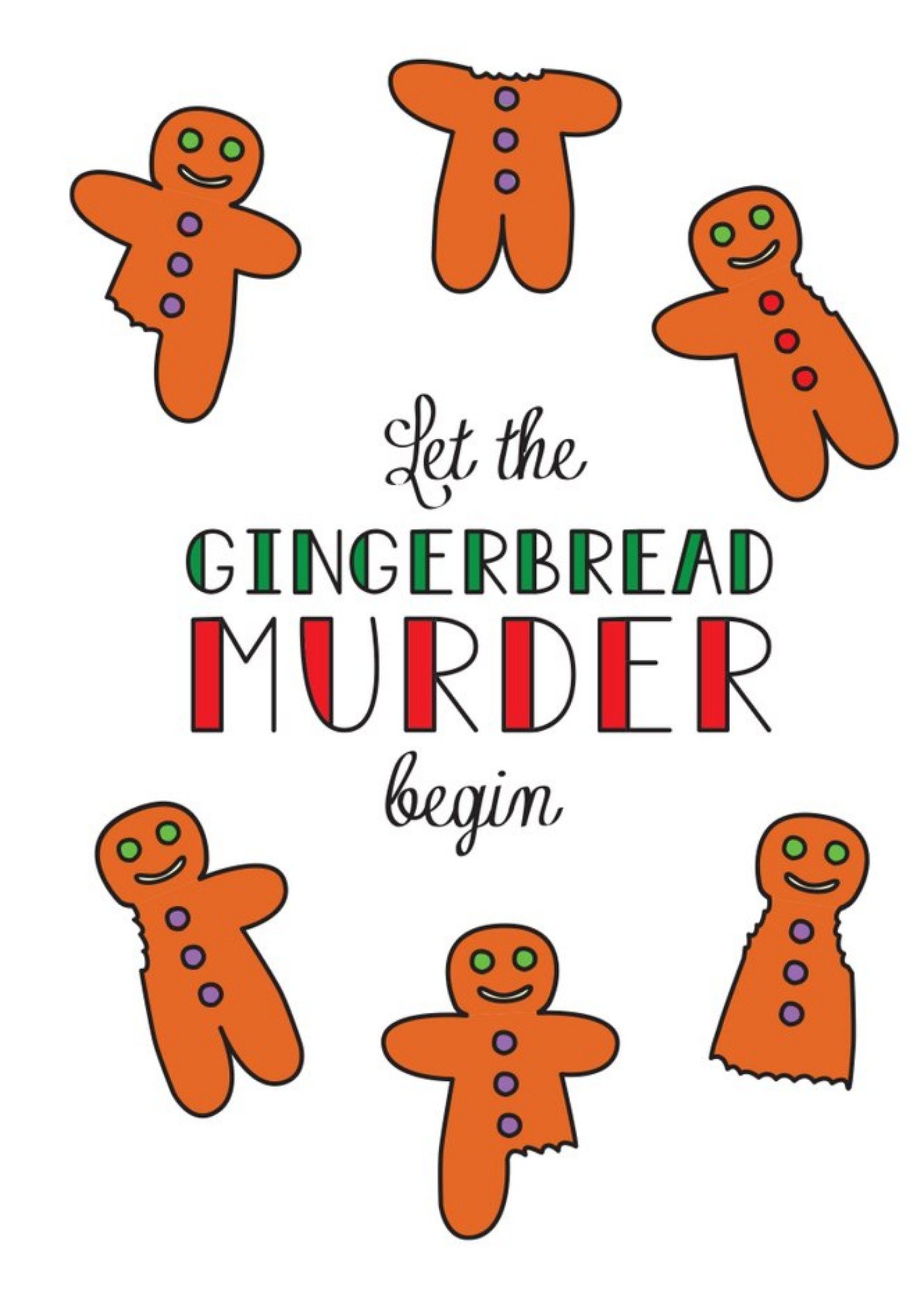 Illustration Of Several Gingerbread Men With Missing Body Parts Humorous Christmas Card Ecard