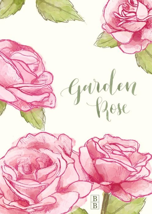 Pretty Pink Garden Rose Personalised Card