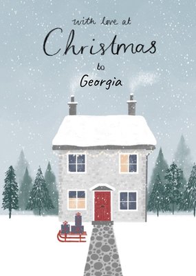 Snowy Illustrated House Christmas Card